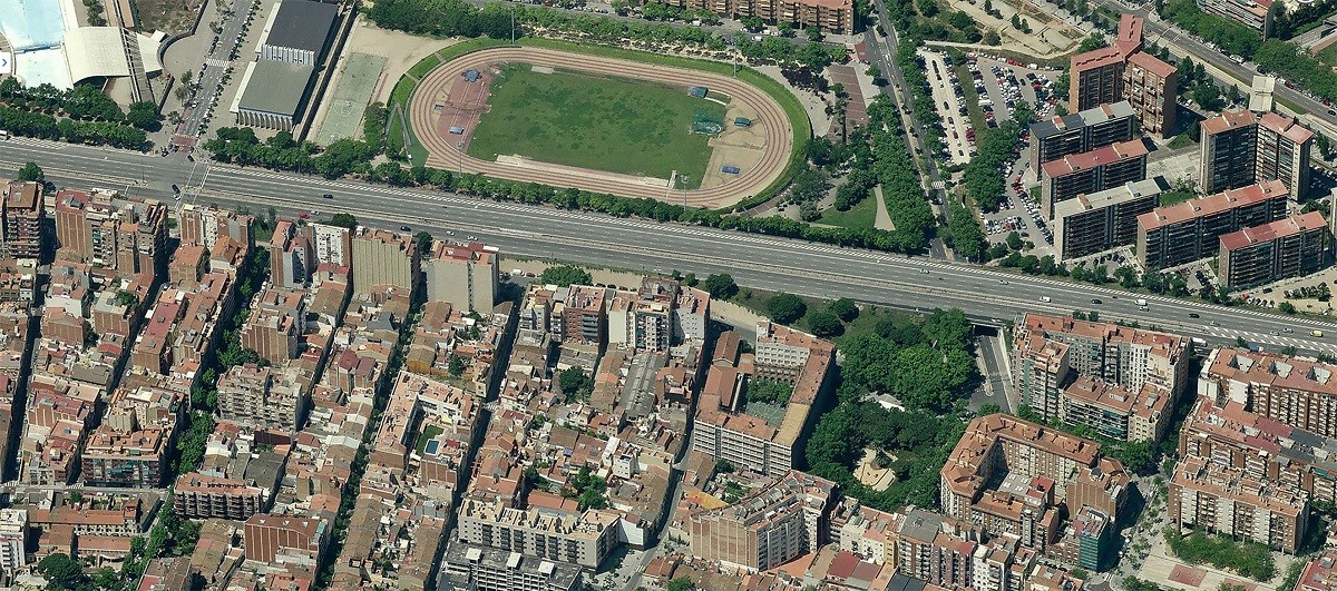 Vista àeria actual del tram de l'avinguda Meridiana que es vol transformar - Ajuntament de Barcelona