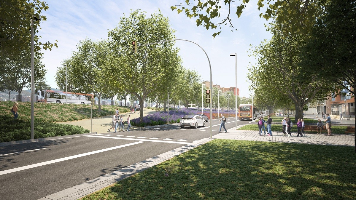 Previsió de com quedaria la conversió de la Meridiana en el tram més enllà de Fabra i Puig - Ajuntament de Barcelona