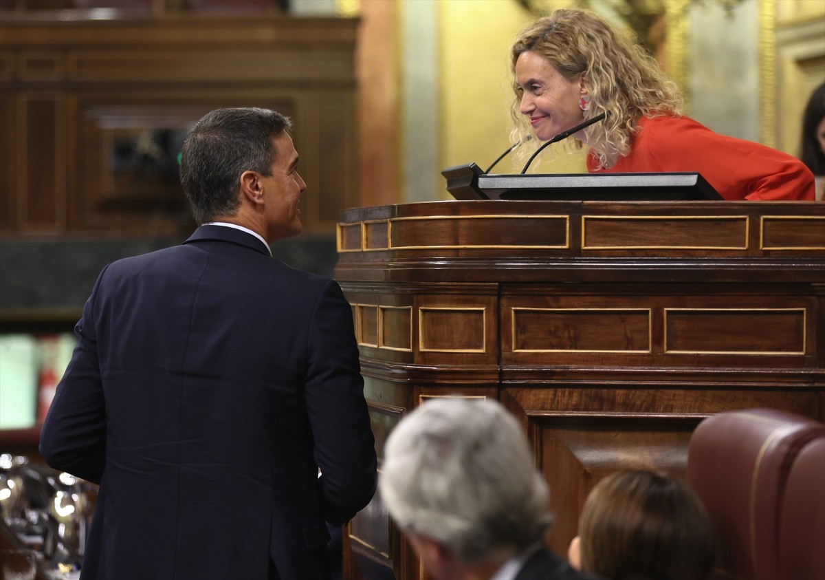Pedro Sánchez i Meritxell Batet en una imatge d'arxiu. - Eduardo Parra / EP