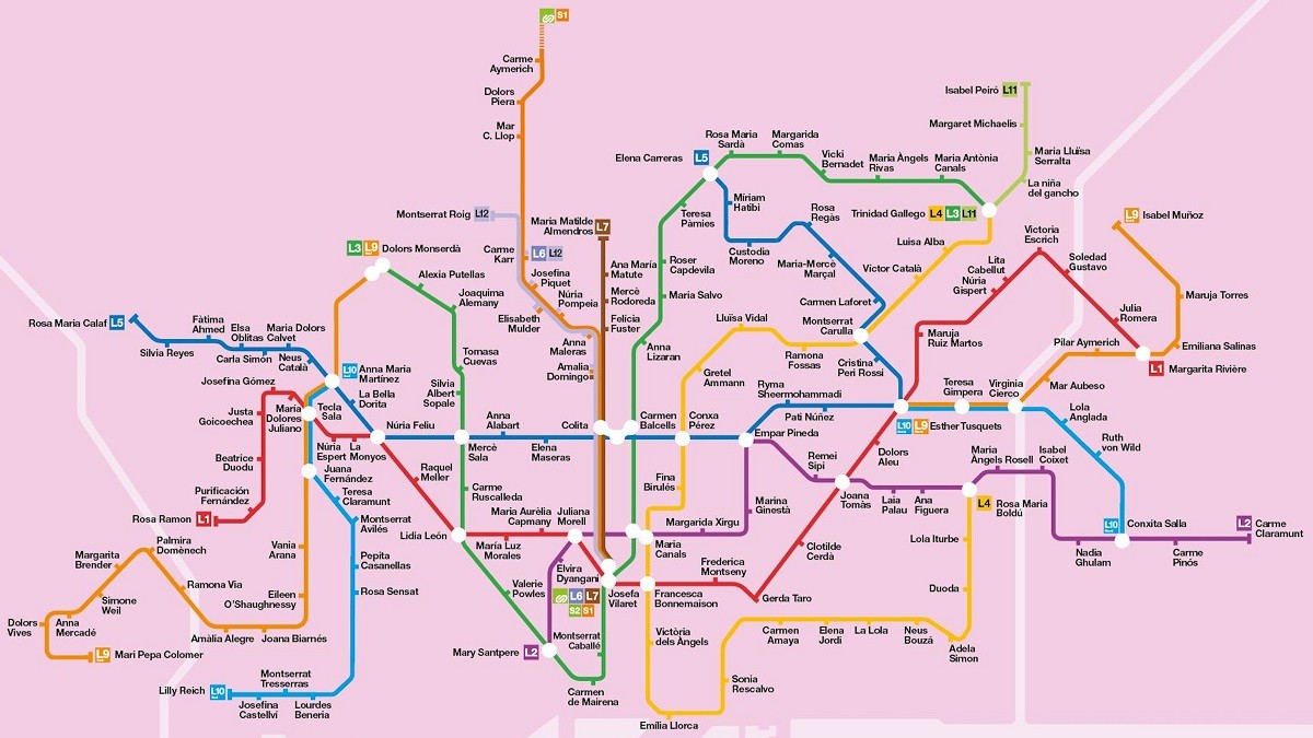 Barcelona crea un mapa simbòlic amb noms de dones a les parades del Metro