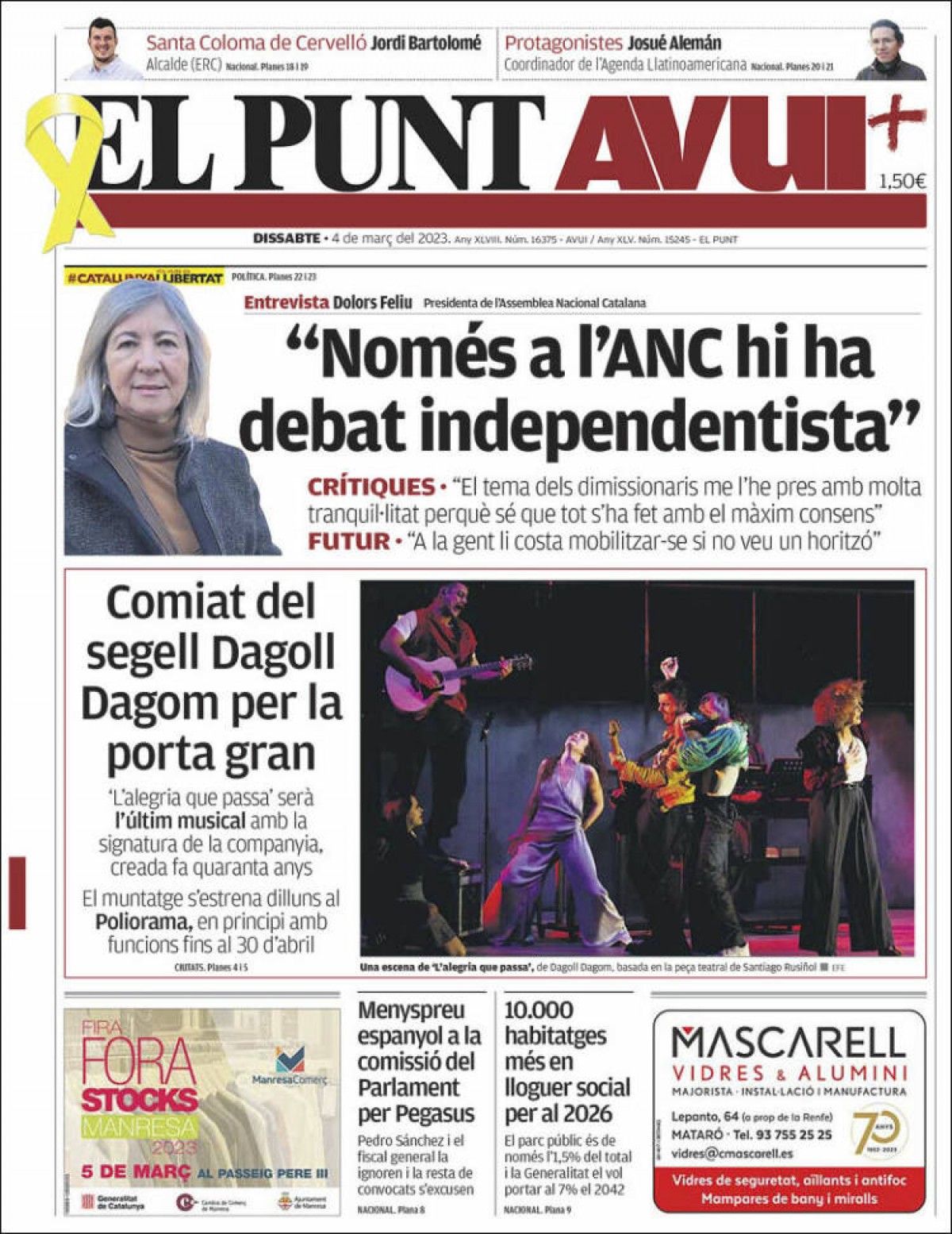Les portades dels diaris de dissabte 4 de març de 2023