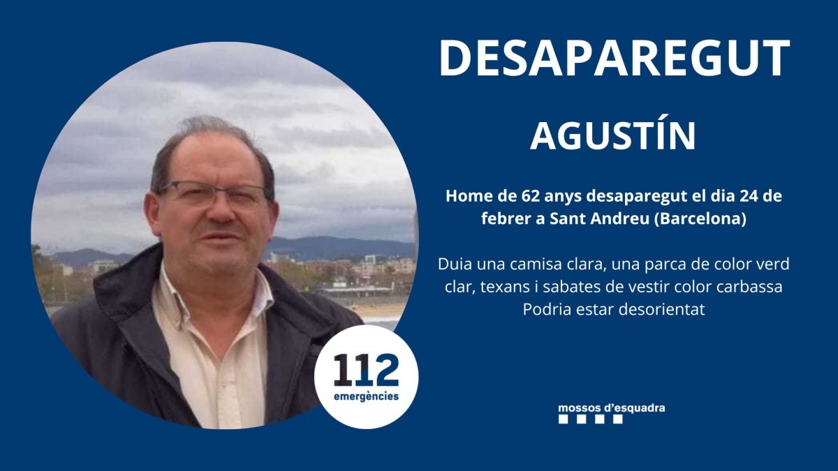 Troben mort l'home de 62 anys que havia desaparegut a Barcelona