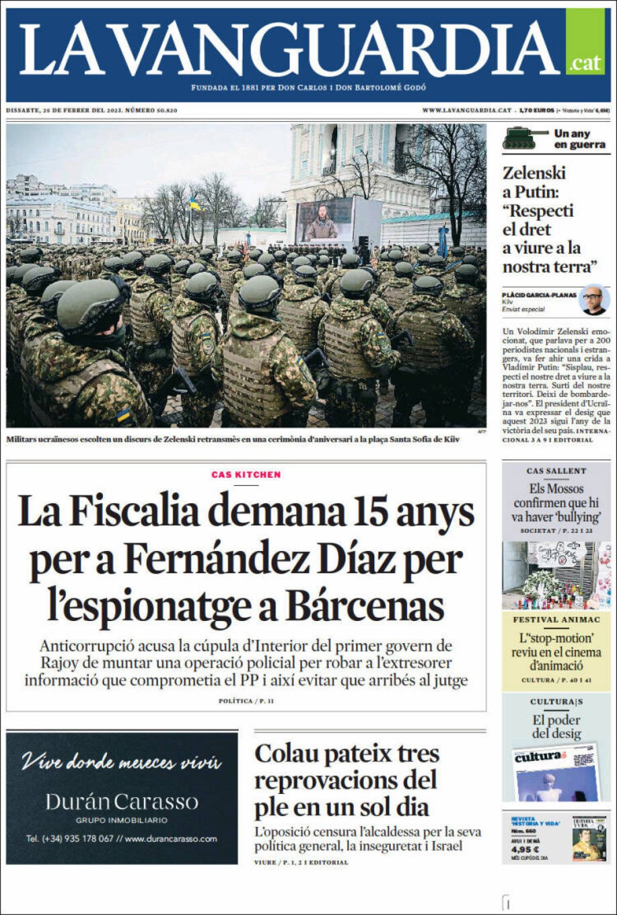 Les portades dels diaris de dissabte 25 de febrer de 2023