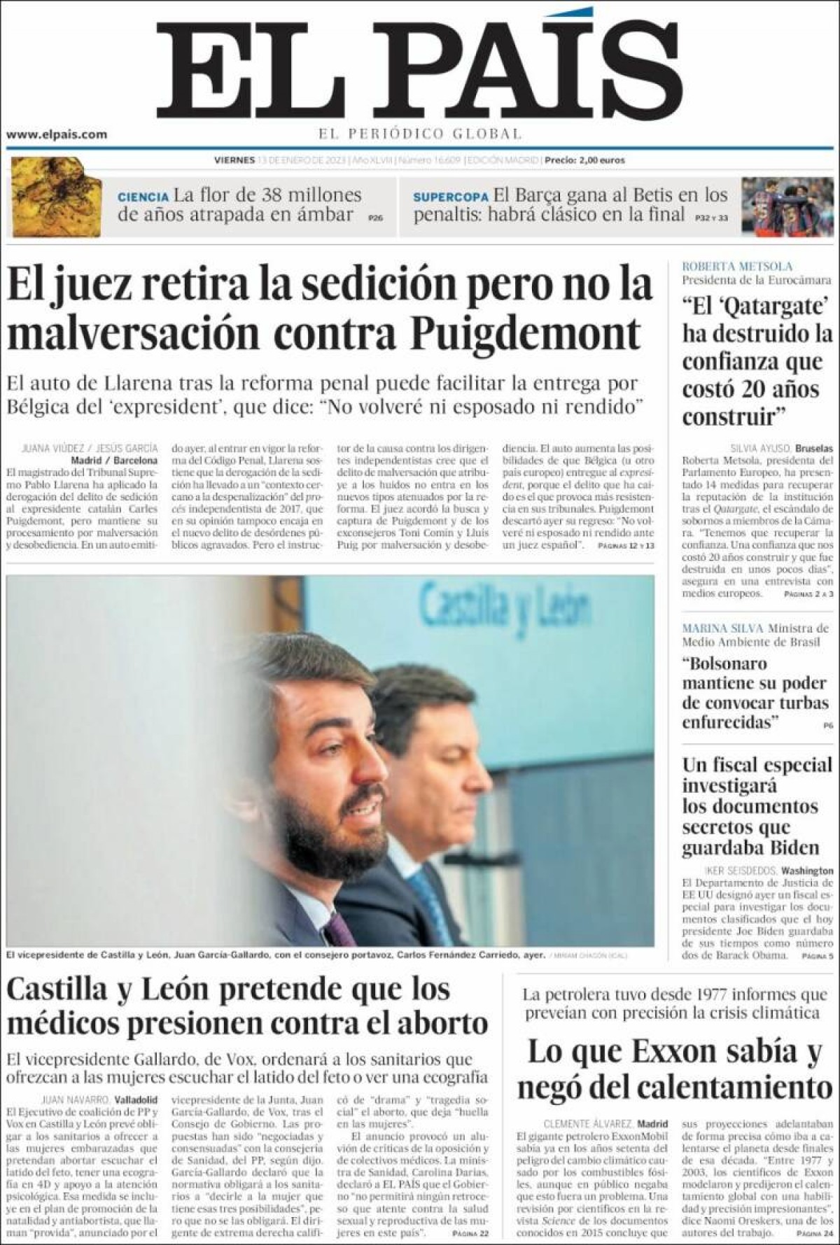 Les portades dels diaris de divendres 13 de gener de 2023