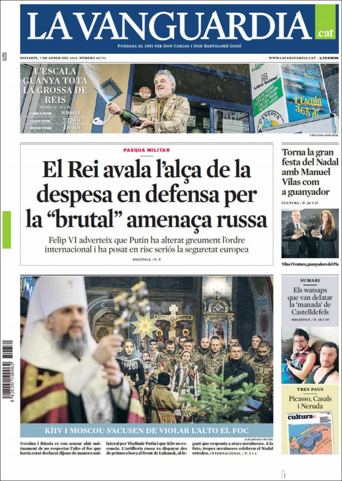 Les portades dels diaris del dissabte 7 de gener de 2023