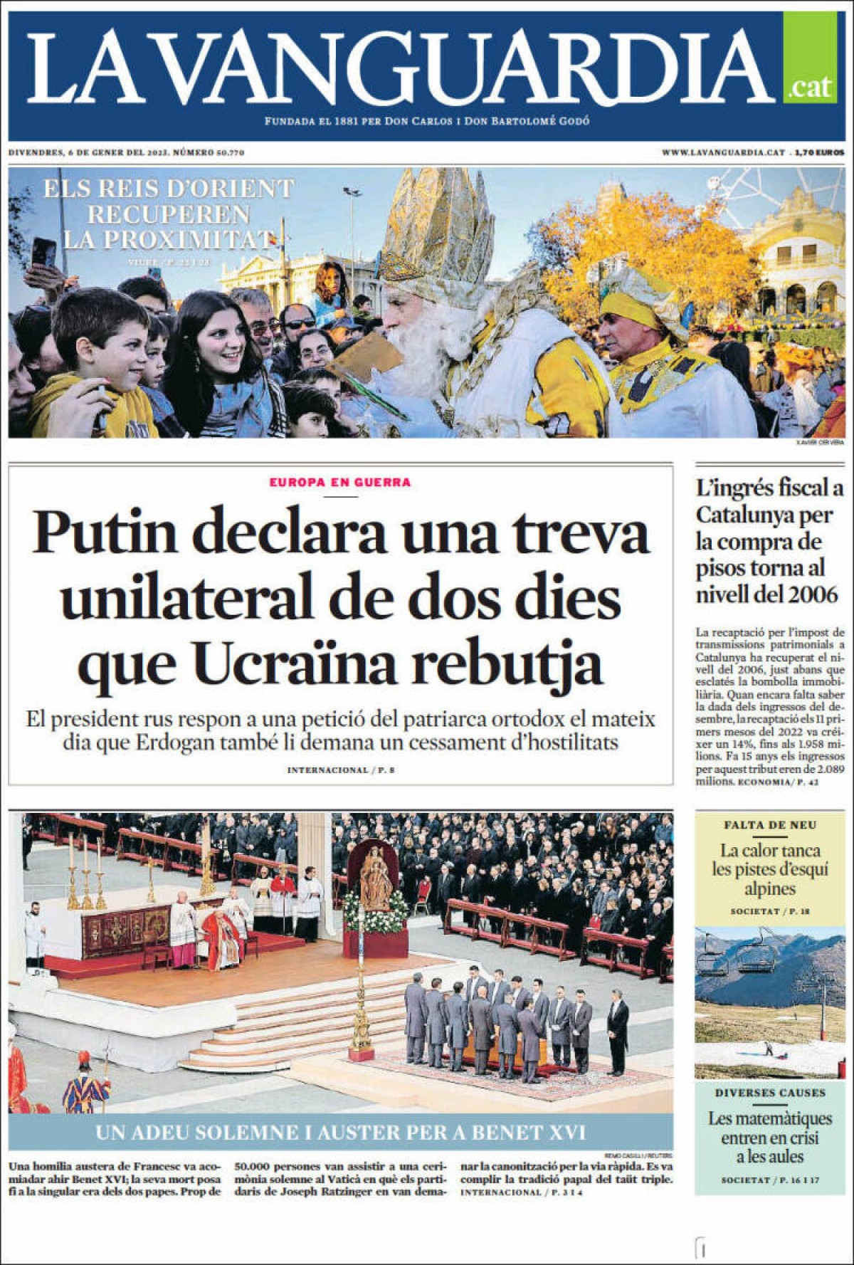 Les portades dels diaris del divendres 6 de gener de 2023