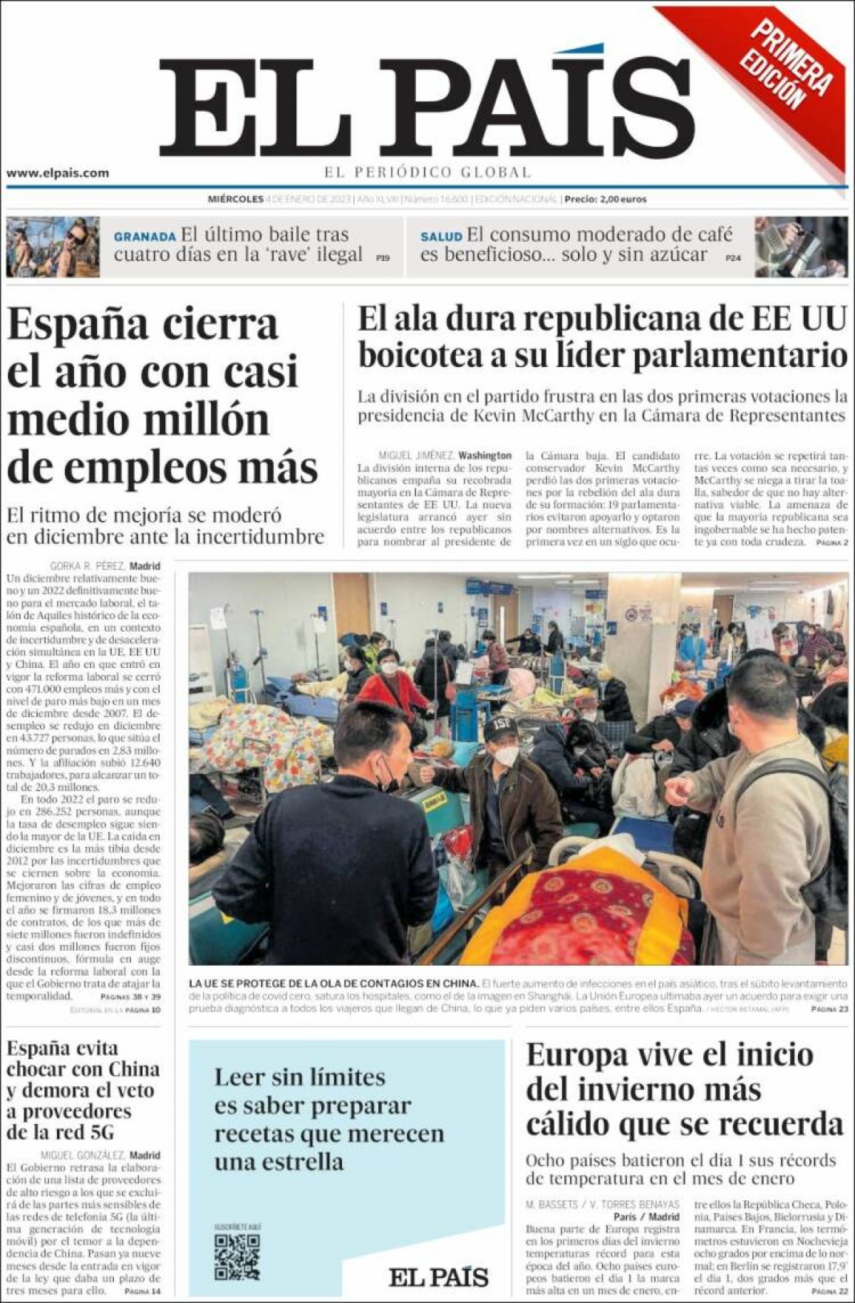 Les portades dels diaris del dimecres 4 de gener de 2023