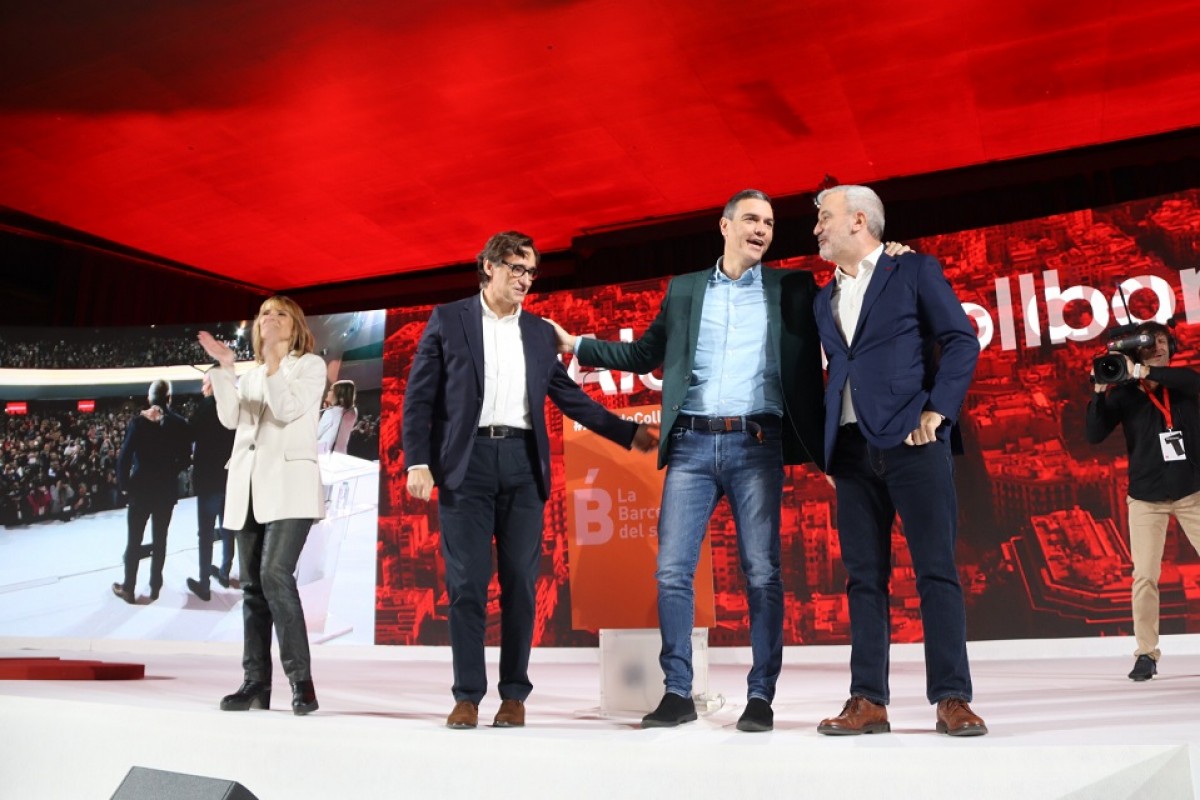 Moret, Illa, Sánchez i Collboni al míting a Montjuïc - ACN