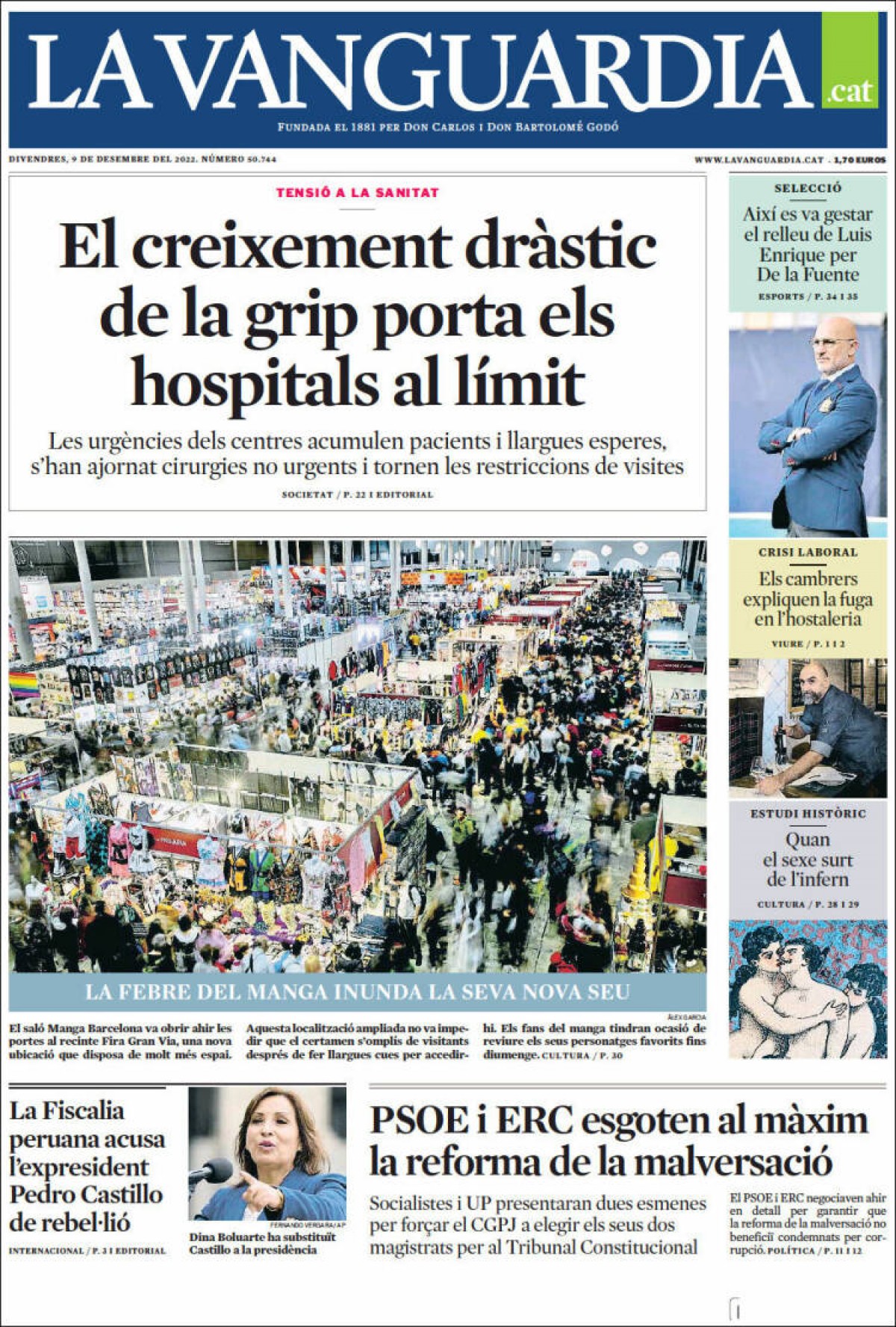 Portades | «El govern espanyol i ERC negocien retocs d'última hora en malversació», a «El País»