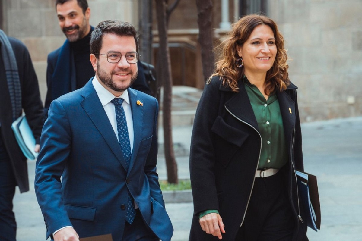 Pere Aragonès i Laura Vilagrà, abans de la reunió del Govern del 6 de desembre del 2022. - Govern