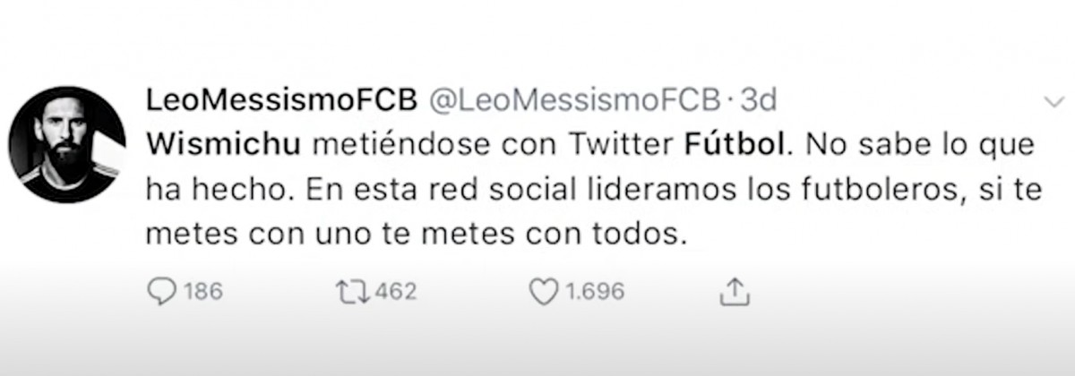 Un dels comptes exposats per Wismichu, sobre twitter futbol - Twitter