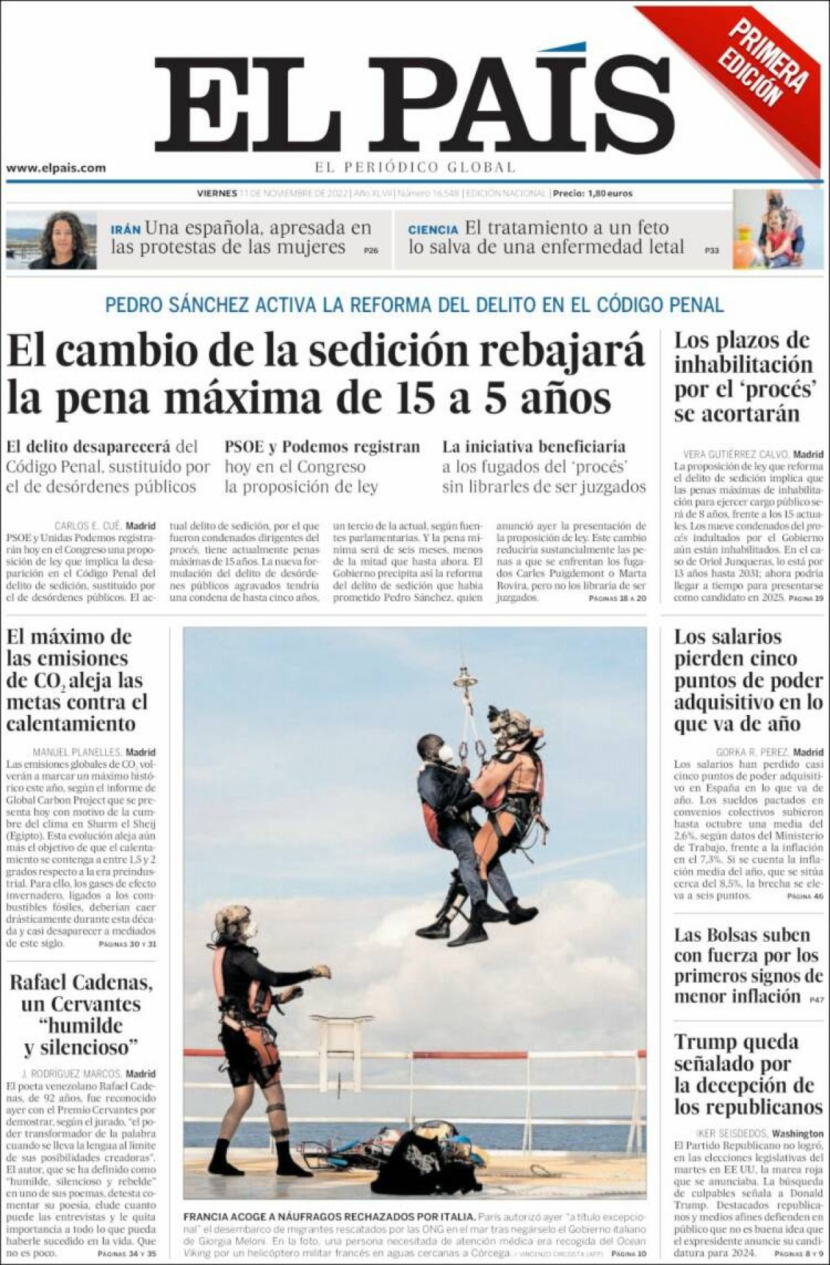 Portades | «L'augment de la factura de la llum desborda els clubs de futbol», a «El Periódico» 