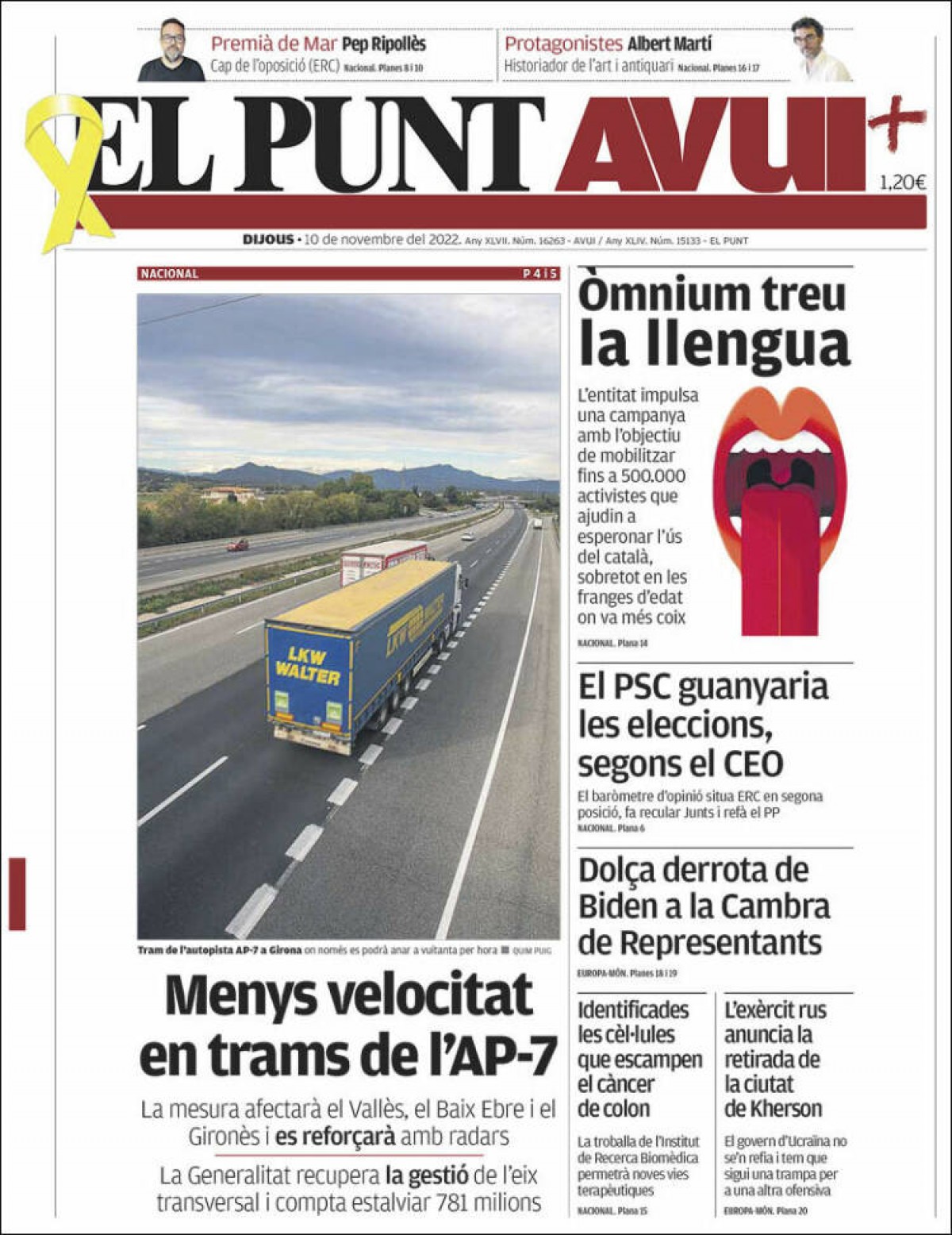 Portades | «Descobertes les cèl·lules que provoquen metàstasi», a «El País» 