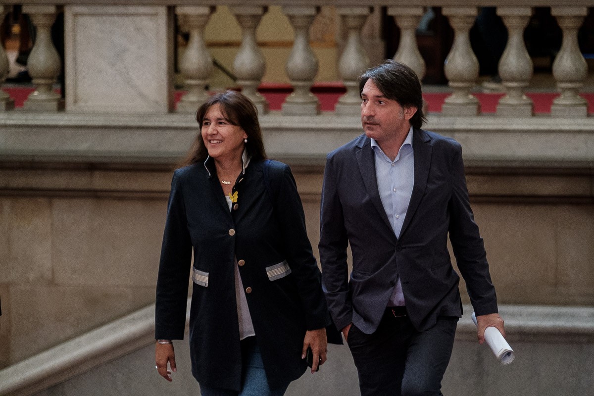 Francesc de Dalmases i Laura Borràs, arribant al Parlament. - Adrià Costa