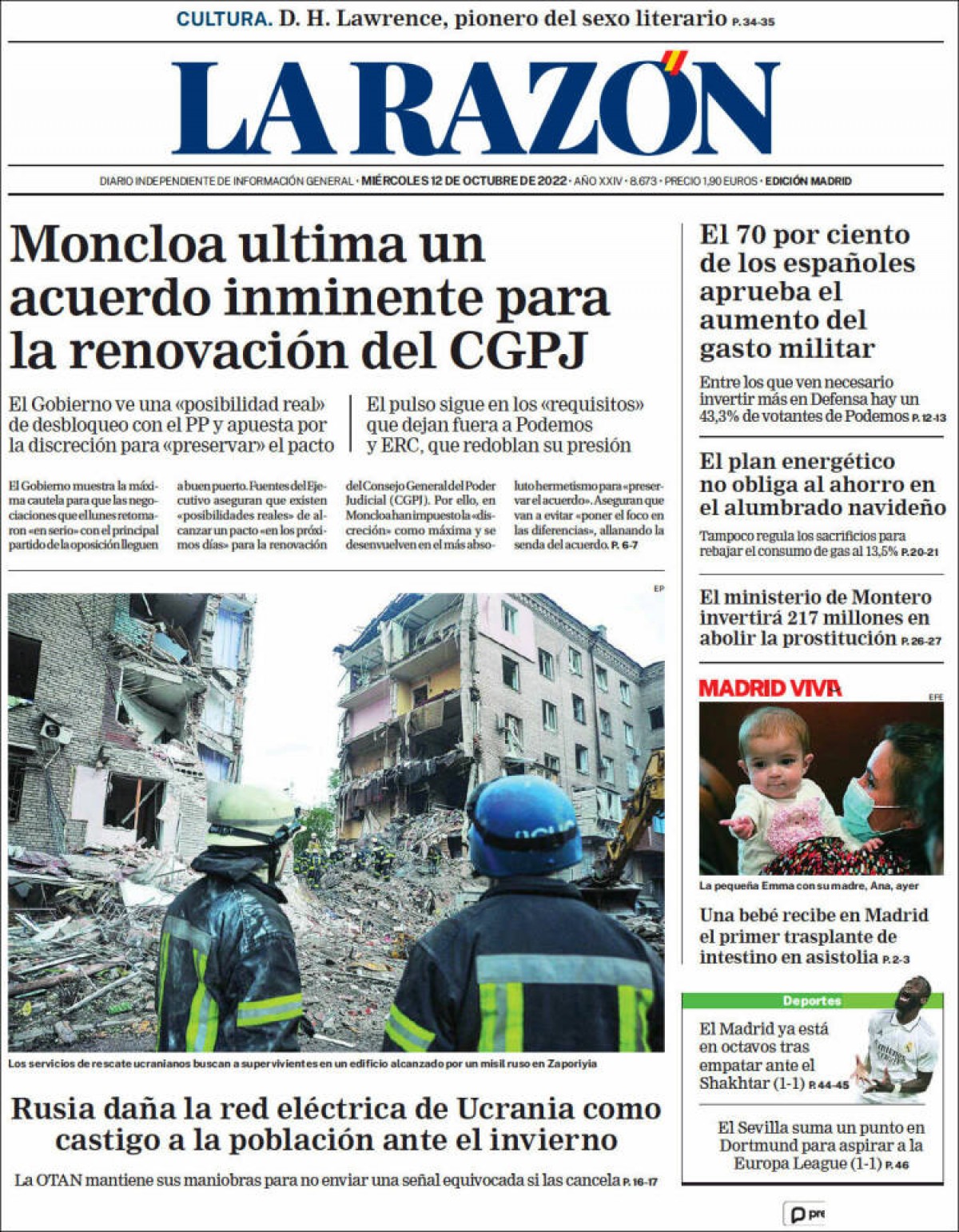 Portades | «El 77% afirma que se sent 'orgullós' de ser espanyol», a «El Mundo»