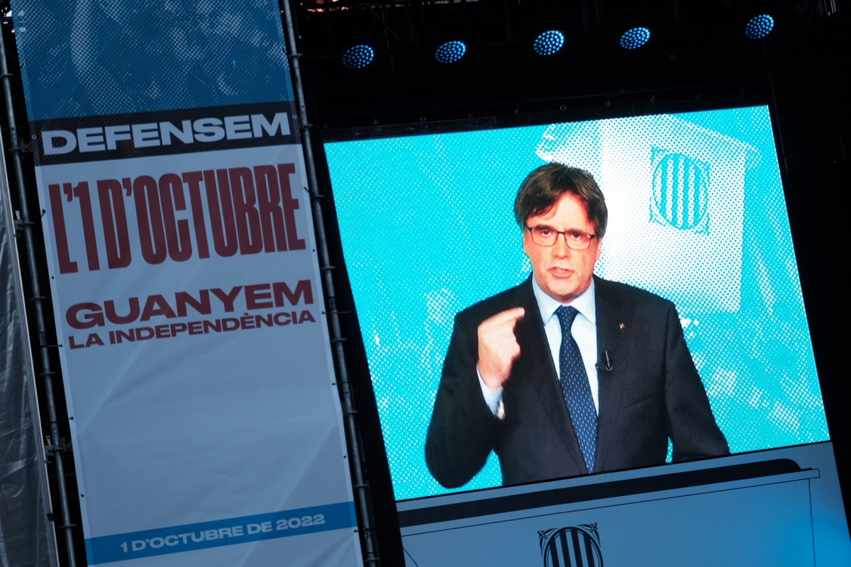 Carles Puigdemont, en l'acte a l'Arc de Triomf. - Adrià Costa