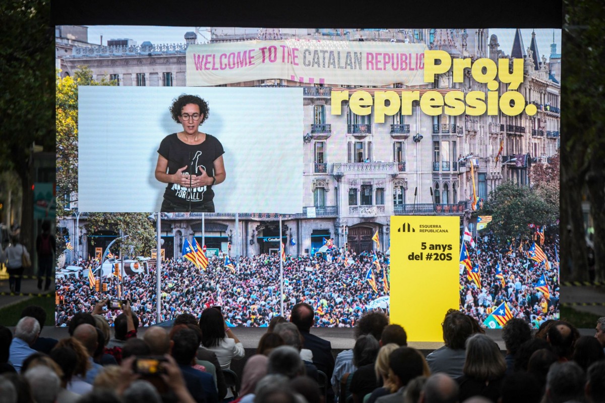 Marta Rovira, durant l'acte dels cinc anys del 20-S.  - ERC