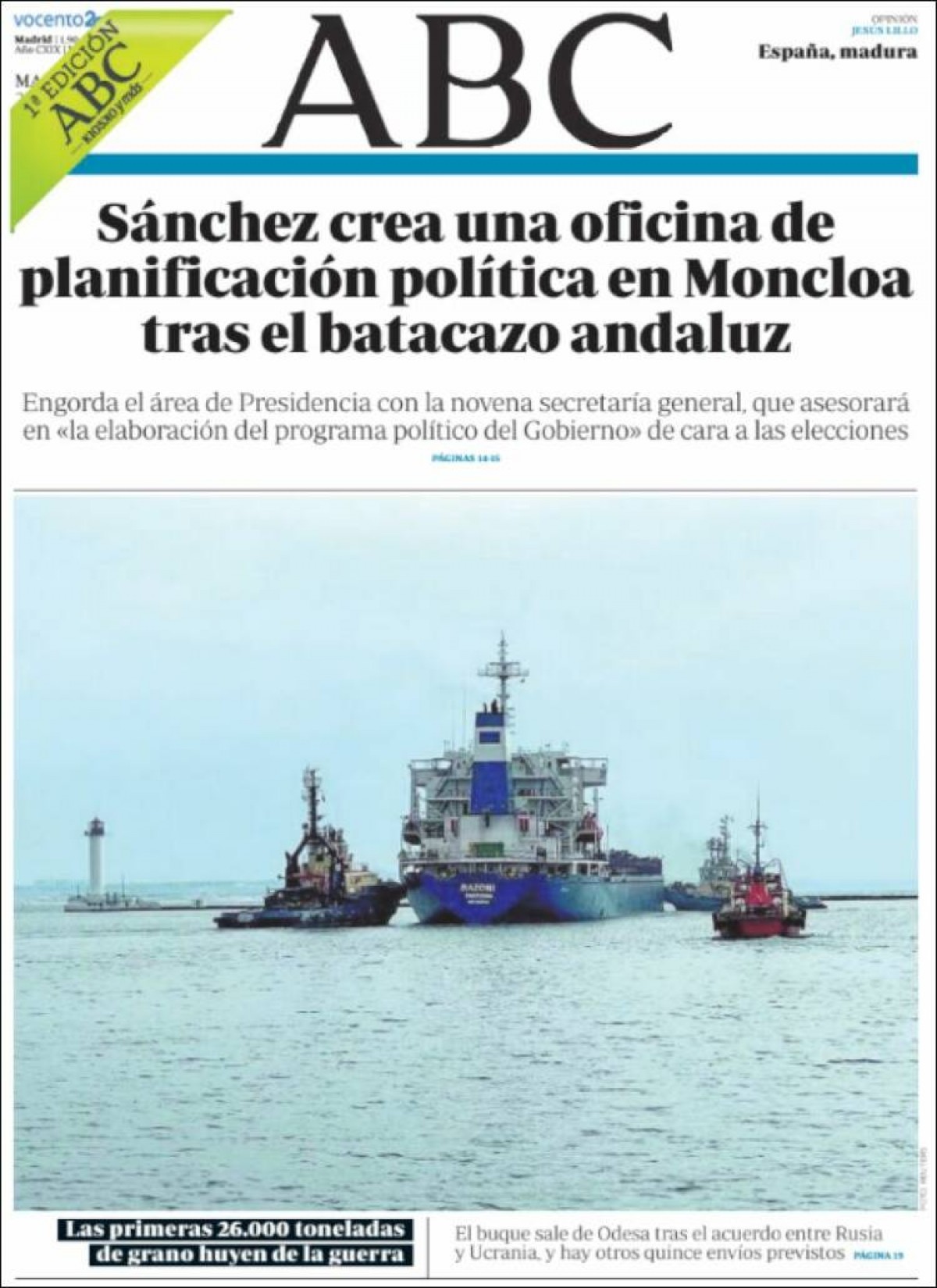 Portades | «Moncloa ordena abaixar l'aire i apagar els aparadors 16 mesos», a «El Mundo»