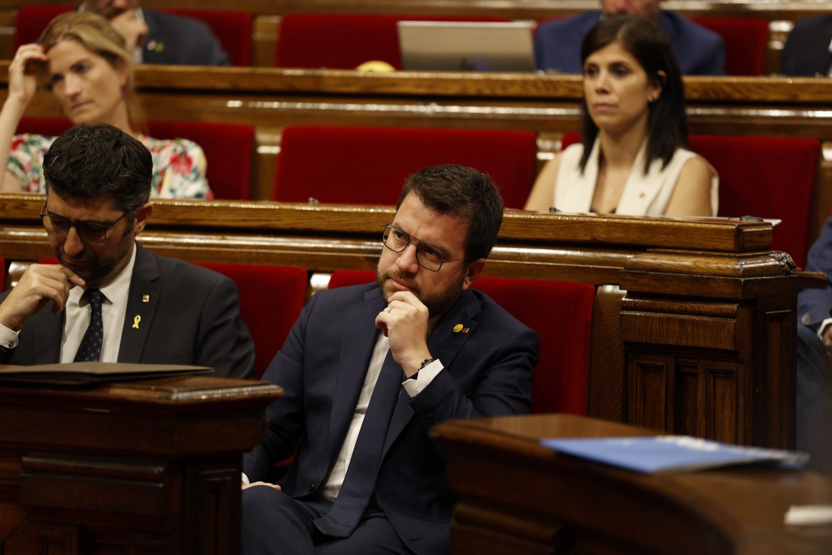 Pere Aragonès, aquest dimecres al Parlament. - Pau Ollé
