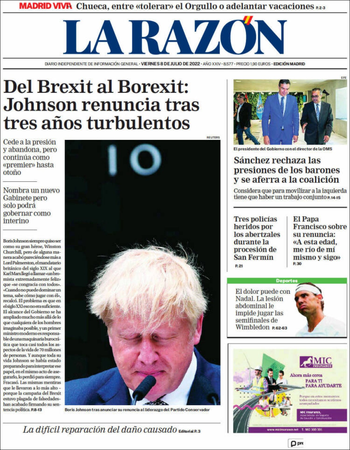 Portades | «Trist final de festa», a «El Periódico»