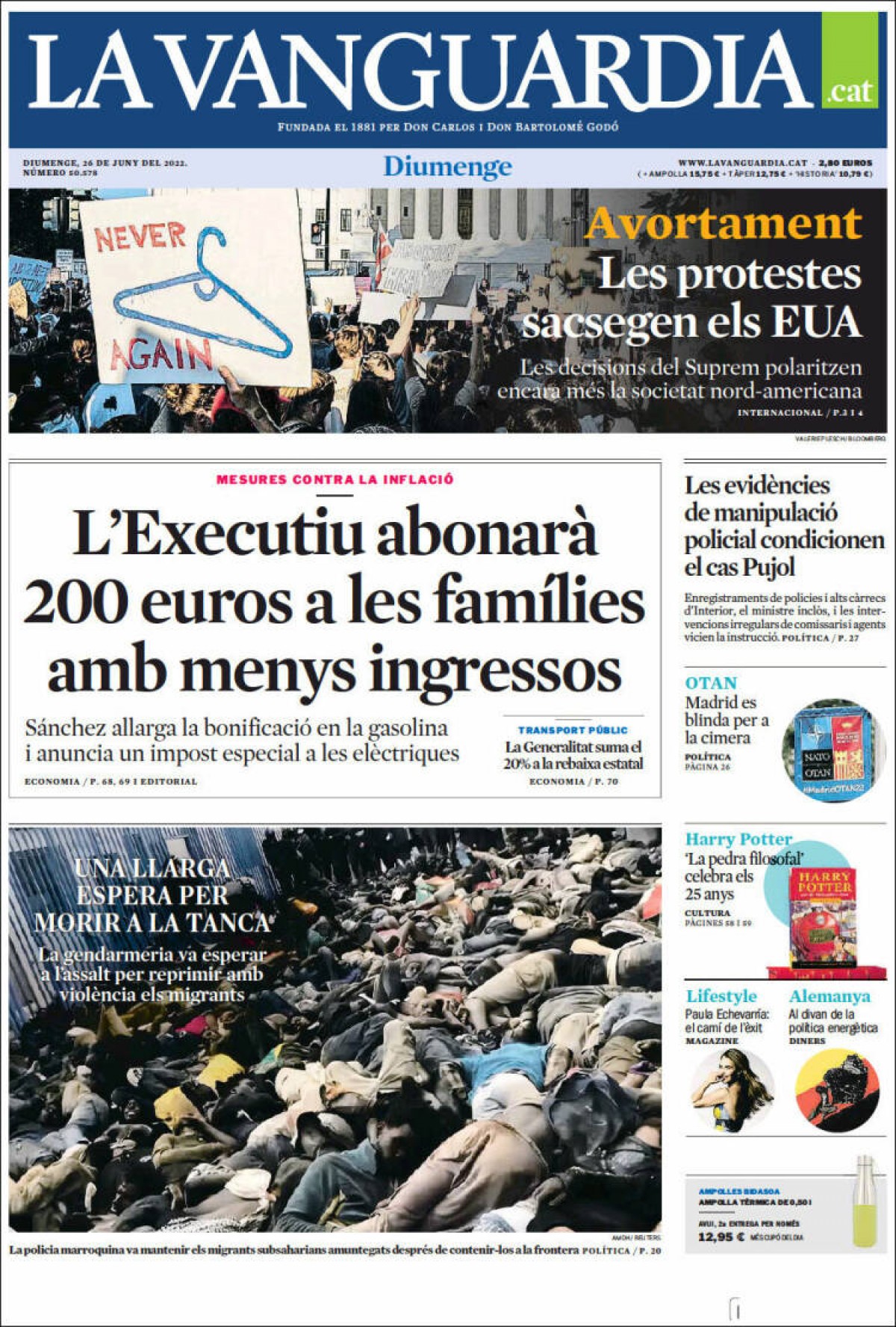 Portades | «Sánchez llença un nou abonament de 200 € i assumeix el discurs d'Iglesias per reviure el PSOE», a «El Mundo»