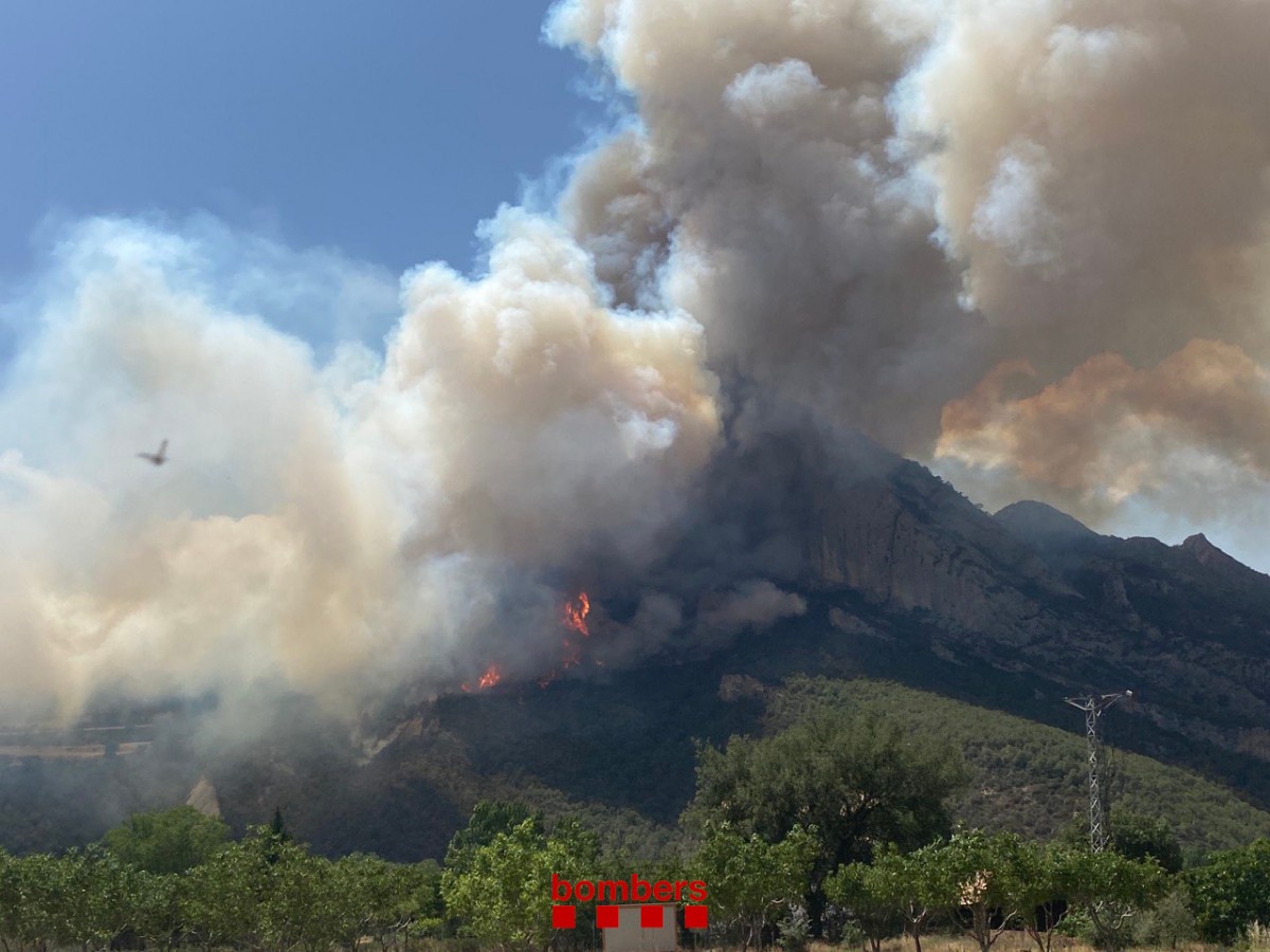 Un incendi forestal crema entre Oliana i Peramola, a l'Alt Urgell
