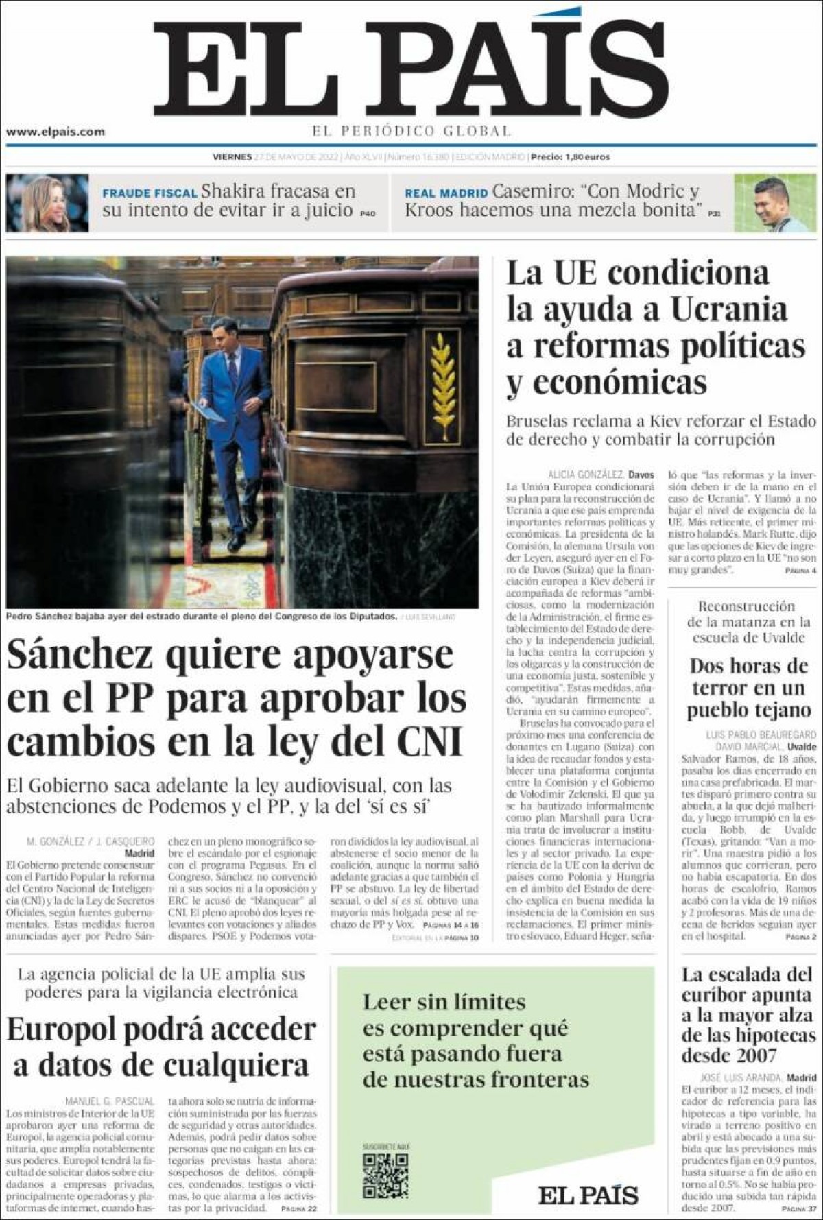 Portades | «La llei de l'audiovisual, amb el PP», a «El Punt Avui»