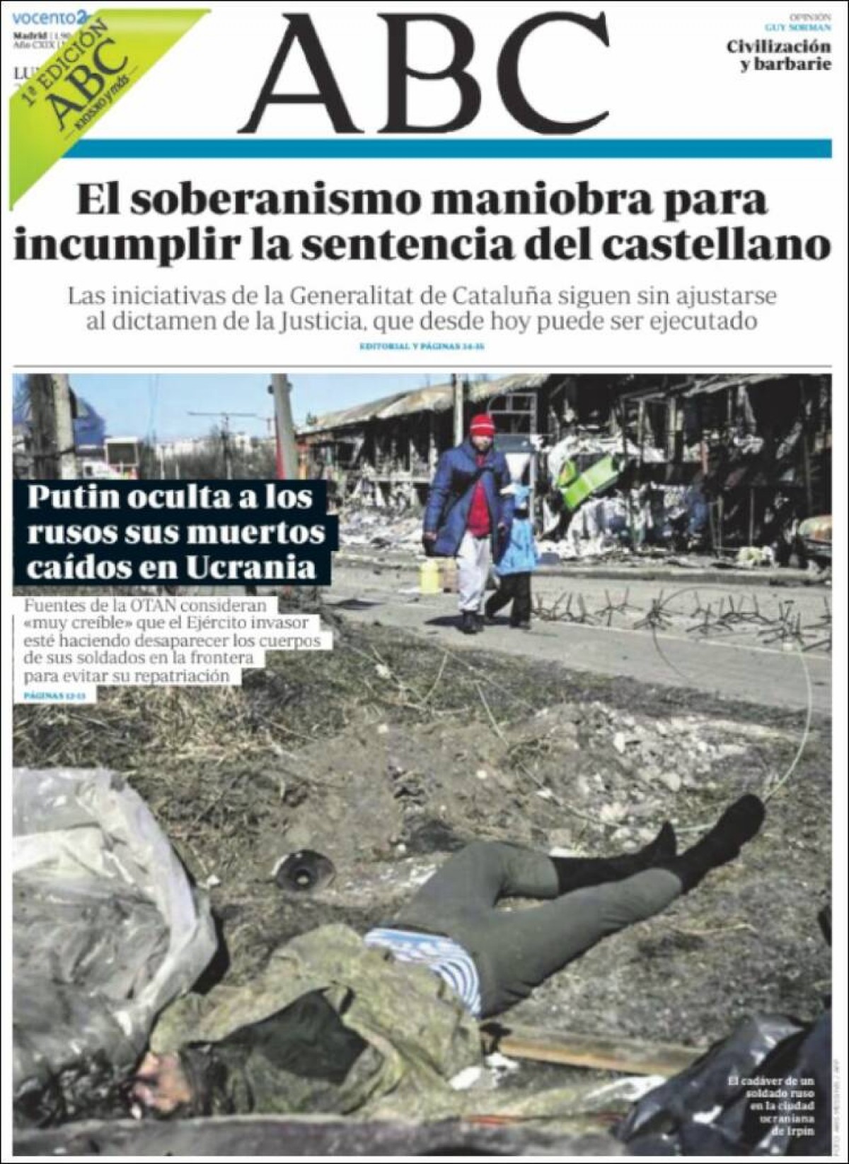 Portades | «El sobiranisme maniobra per incomplir la sentència del castellà», a l'«Abc»