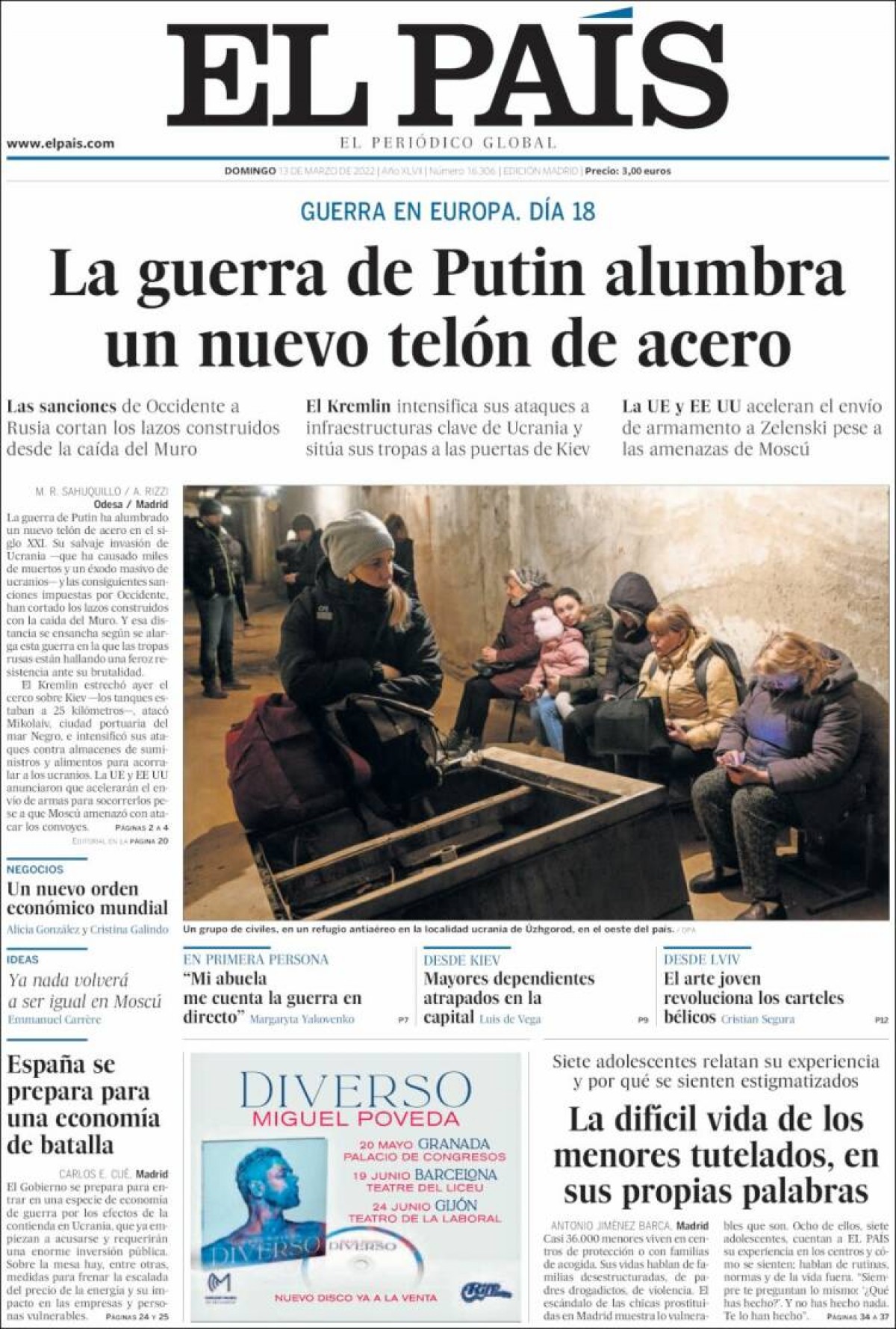 Portades | «'Putin no té intenció de parar'», a «La Vanguardia»