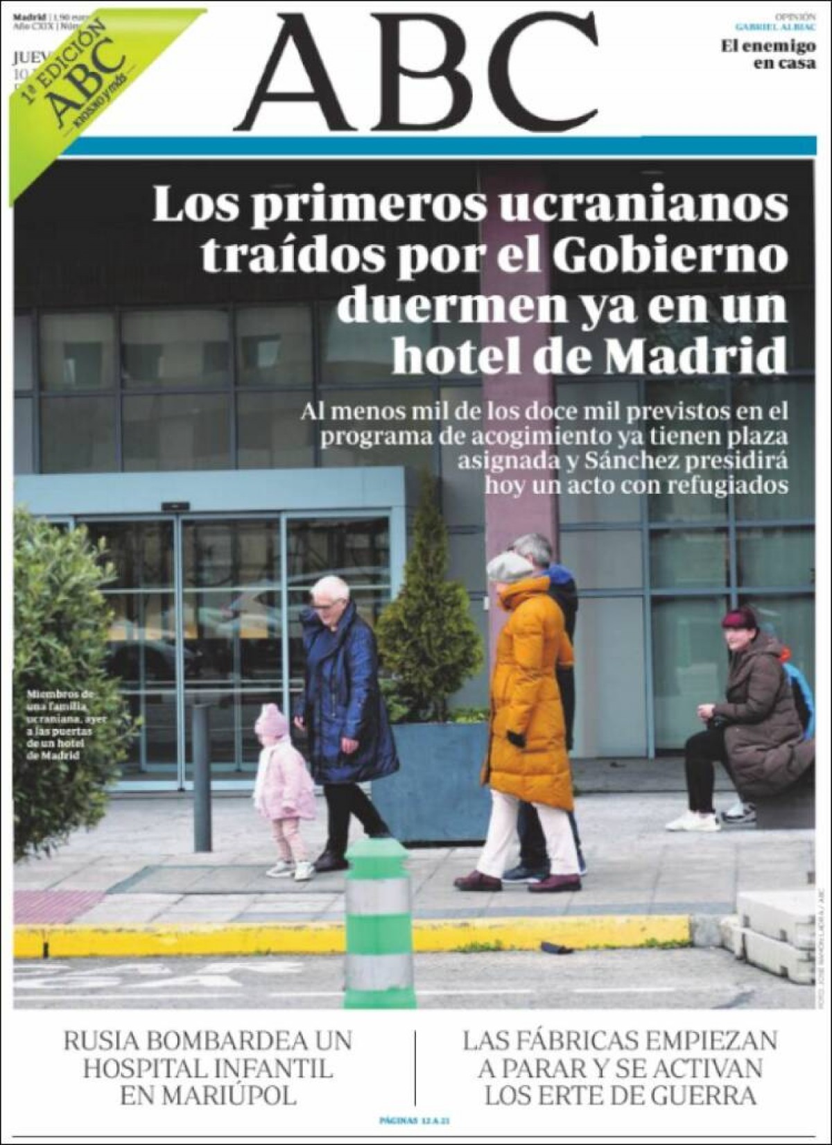 Portades | «La benzina ja supera els 2 euros per litre», a «El Mundo»