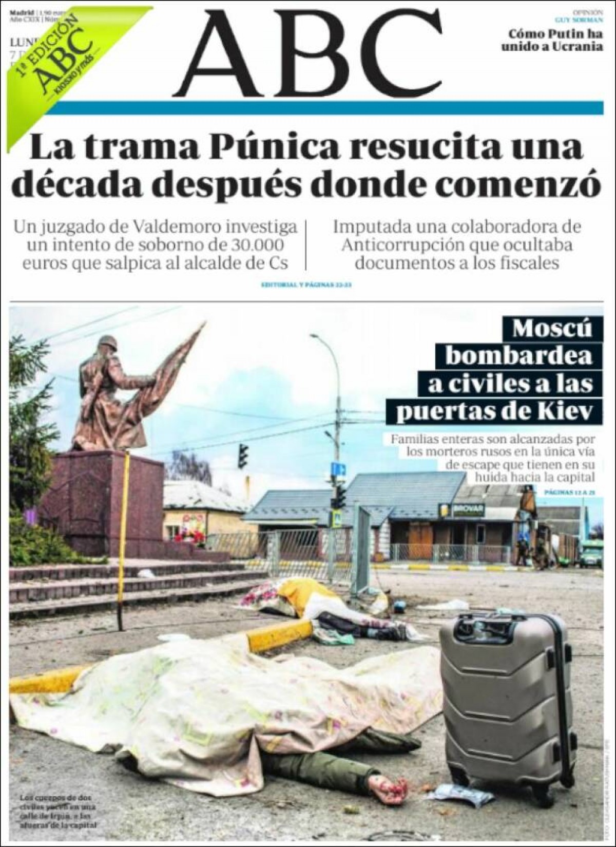 Portades | «Rússia ataca els civils per forçar la rendició d'Ucraïna», a «La Vanguardia»
