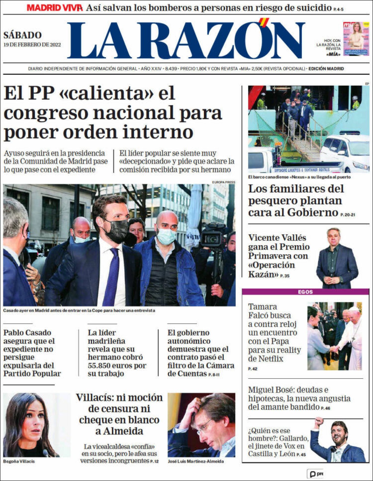Portades | La crisi al PP protagonitza les portades d'aquest dissabte