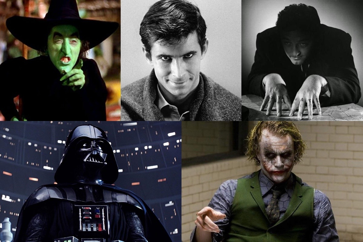 La bruixa de l'Oest, Norman Bates, Harry Powell a la fila superior; Darth Vader i el Joker, a la inferior - ND