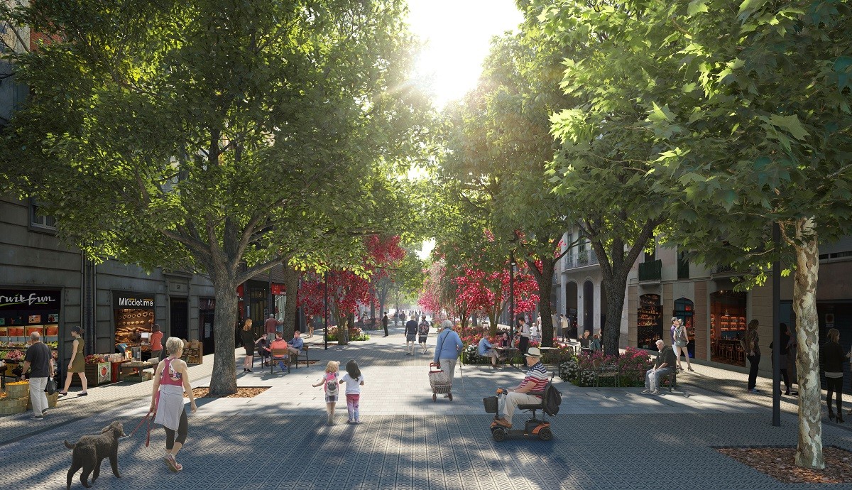 Així serà el carrer Comte Borrell quan acabin les obres el 2023. - Ajuntament de Barcelona