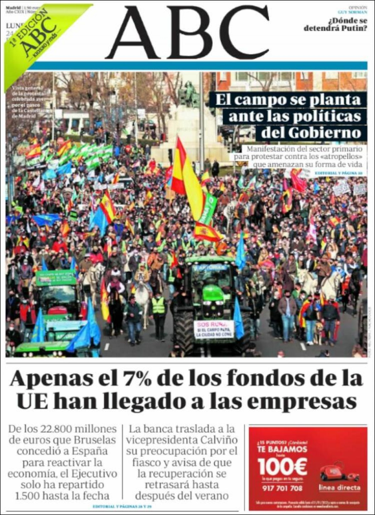Portades | «Hisenda estudia apujar els impostos als carburants», a «El Mundo»
