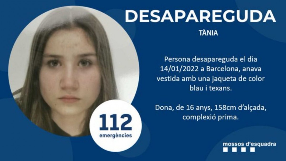 Desapareguda una noia de 16 anys a Barcelona