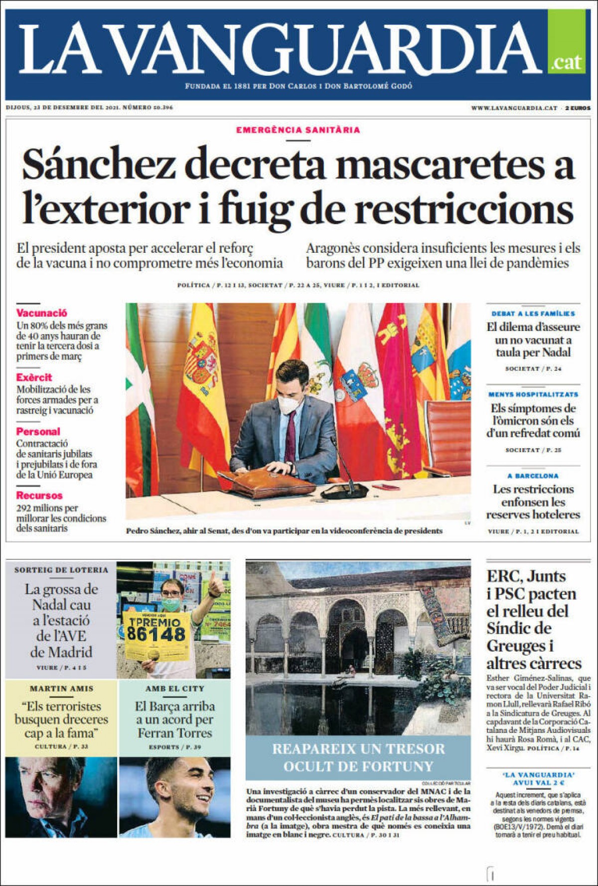 Portades | «L'exportació espanyola d'armes augmenta un 37% aquest any», a «El País»