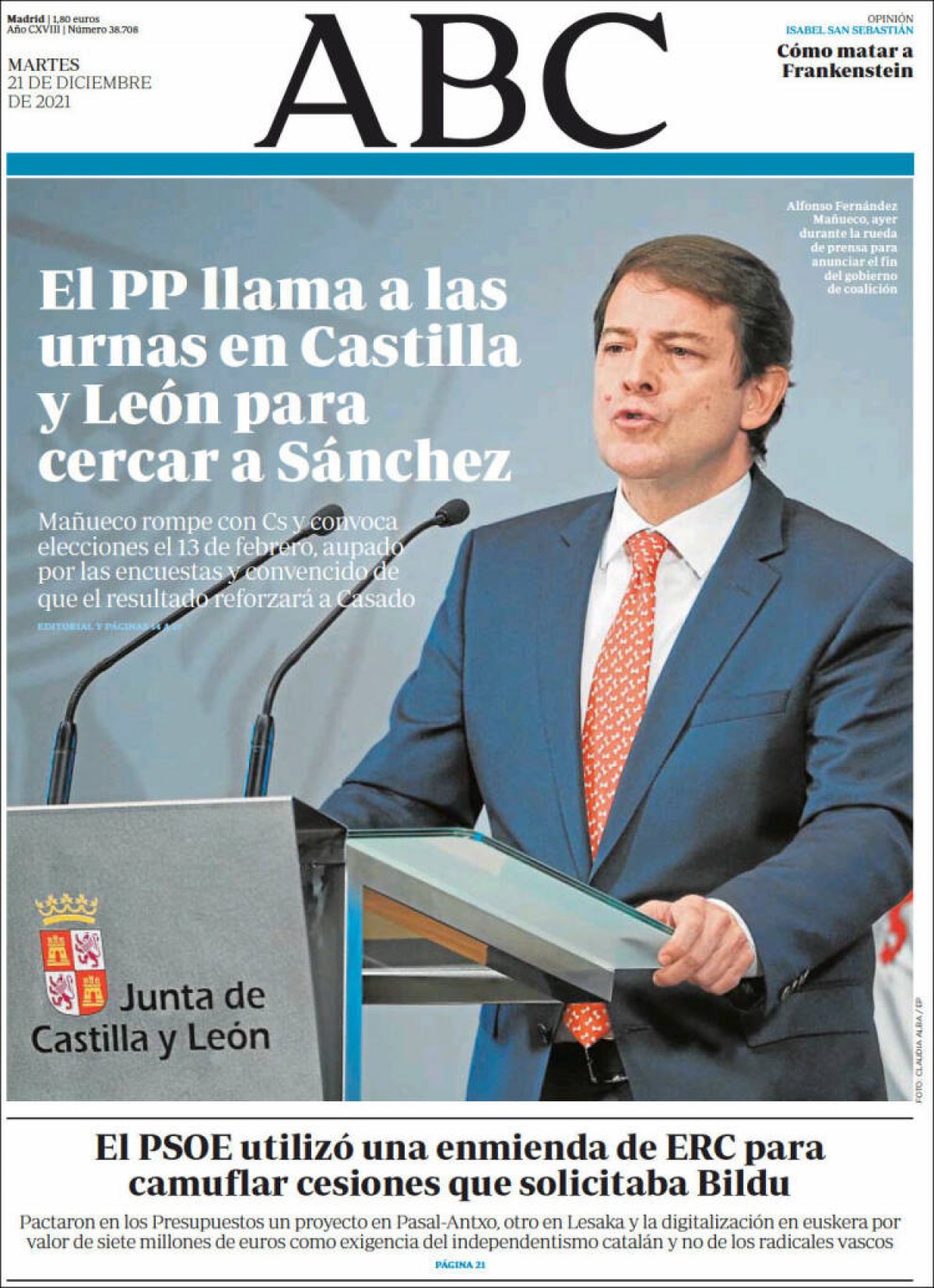 Portades | «L'OMS demana que es cancel·lin les celebracions de Nadal», a «La Vanguardia»