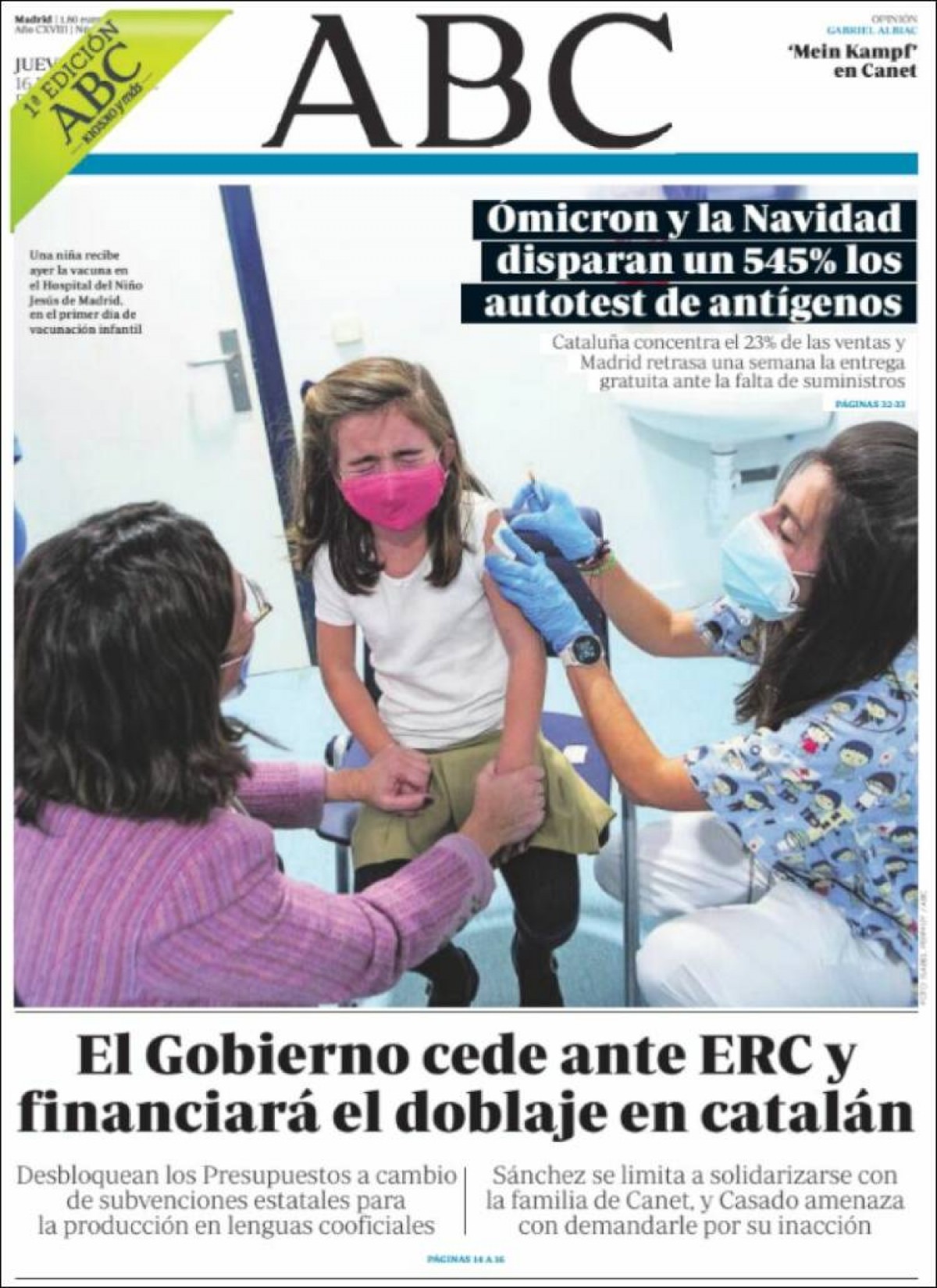 Portades | «Joan Carles I vol tornar el 5 de gener i quedar-se 'una temporada'», a «El Mundo»
