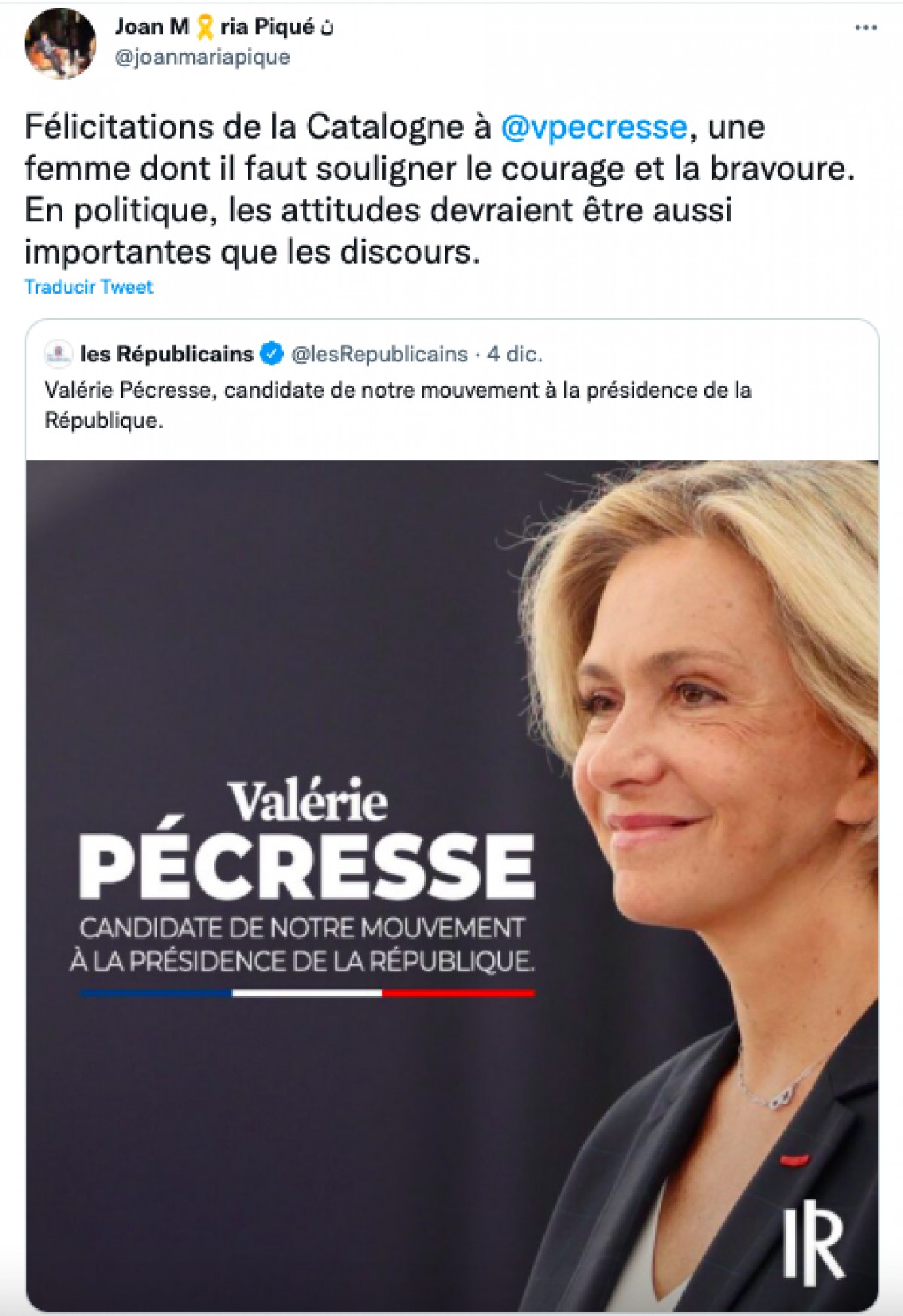 El Govern felicita Pécresse, candidata de la dreta francesa a la presidència de la república - 