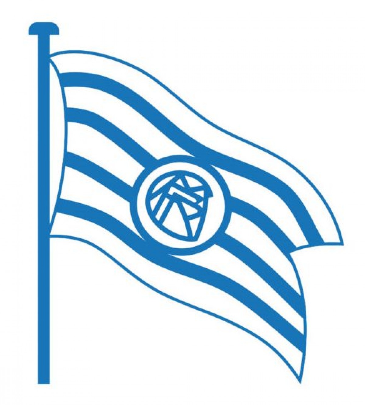 El primer escut del Bayern, amb els colors de la bandera de Baviera - Wikipedia Commons