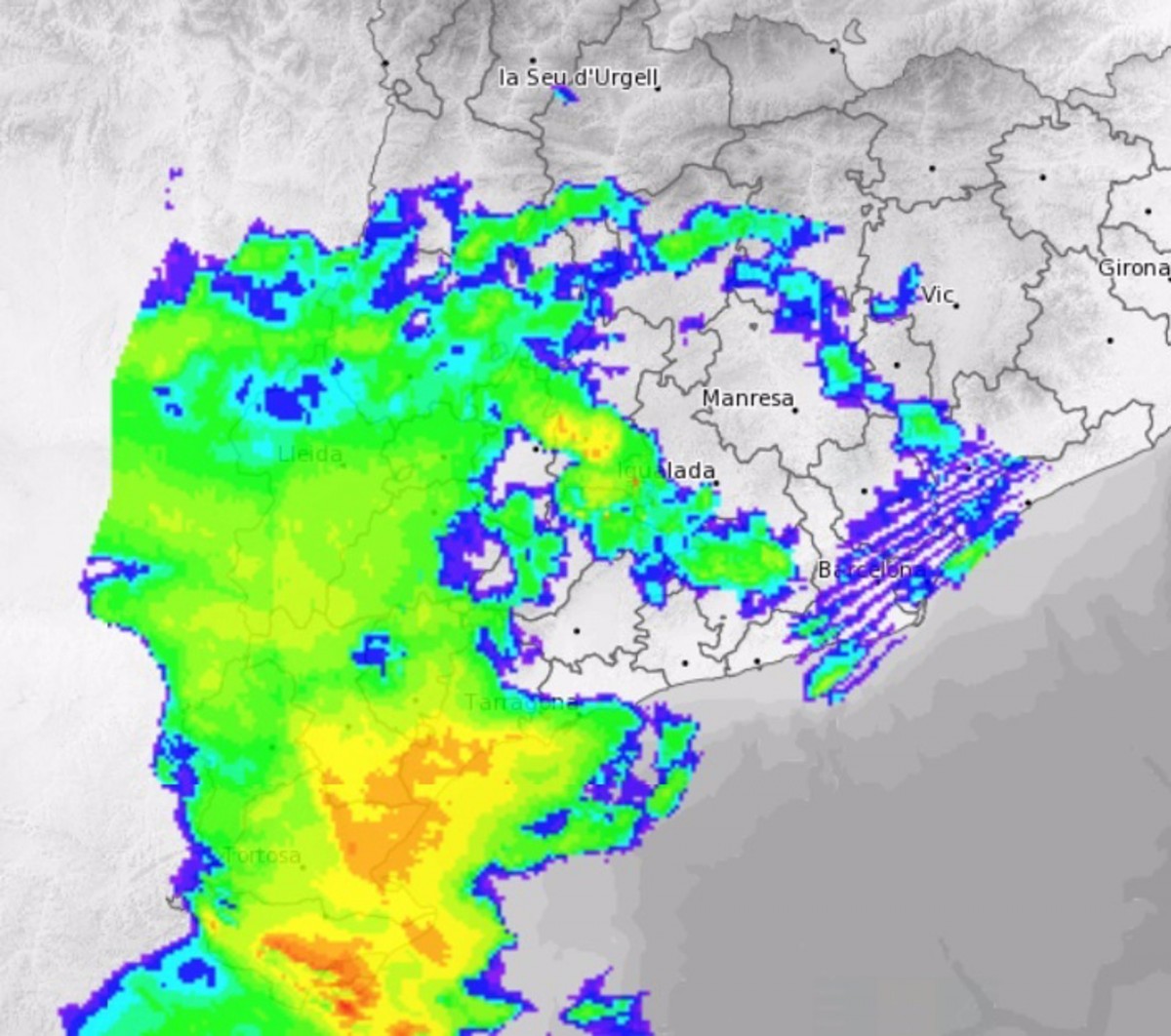 L'evolució del temporal, a la zona sud - Meteocat
