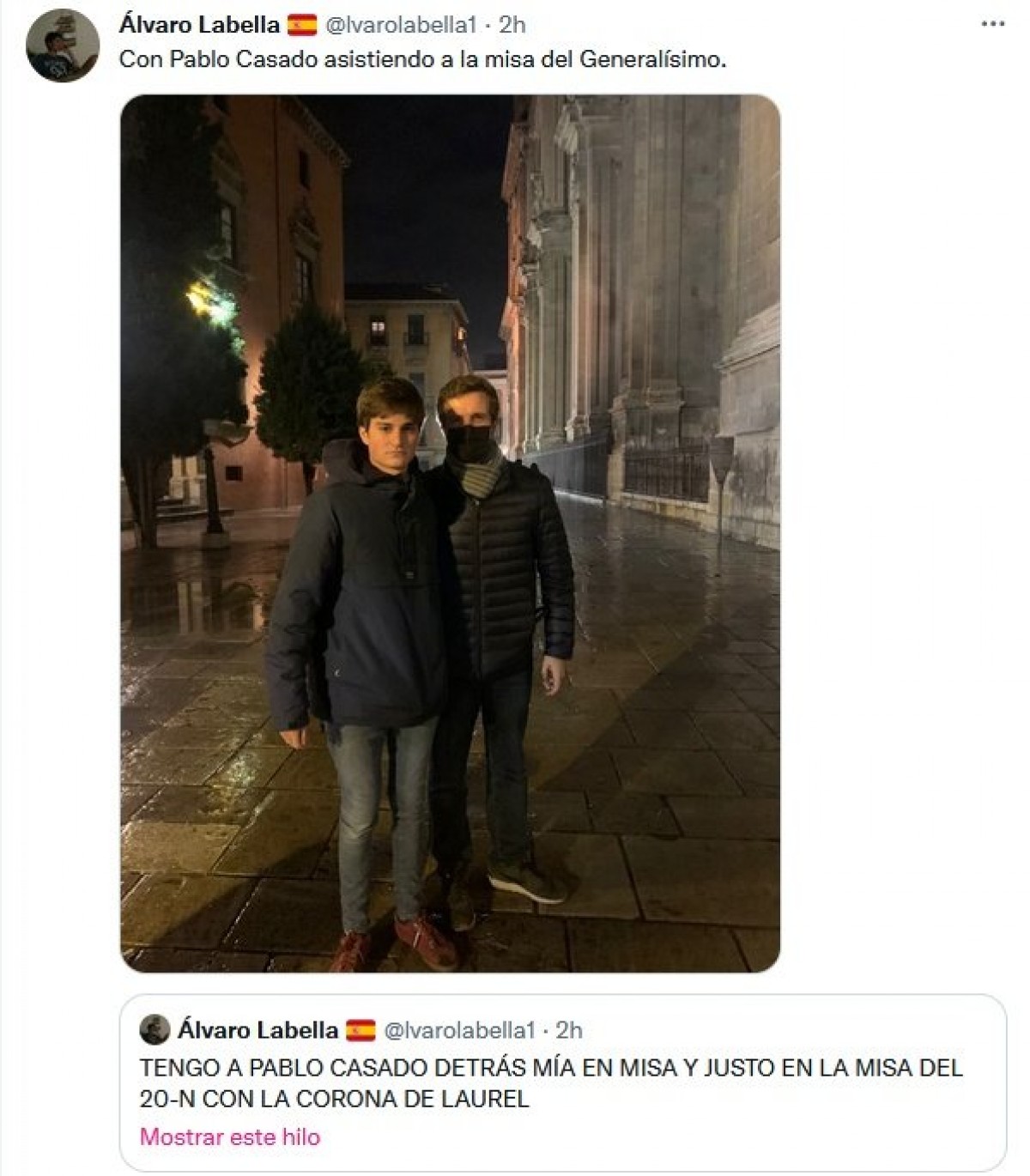 Casado va anar a una missa on van pregar per Franco, però el PP diu que no n'era conscient