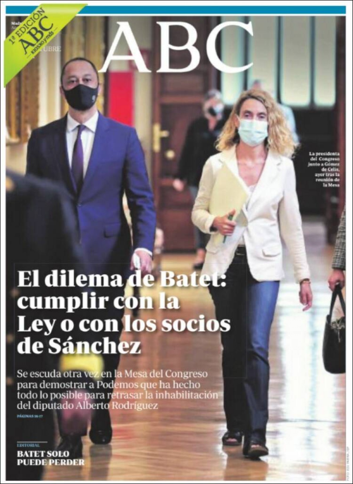 Portades | «Ayuso treu les mascaretes del pati tot i l'oposició de l'executiu», a «El Mundo»
