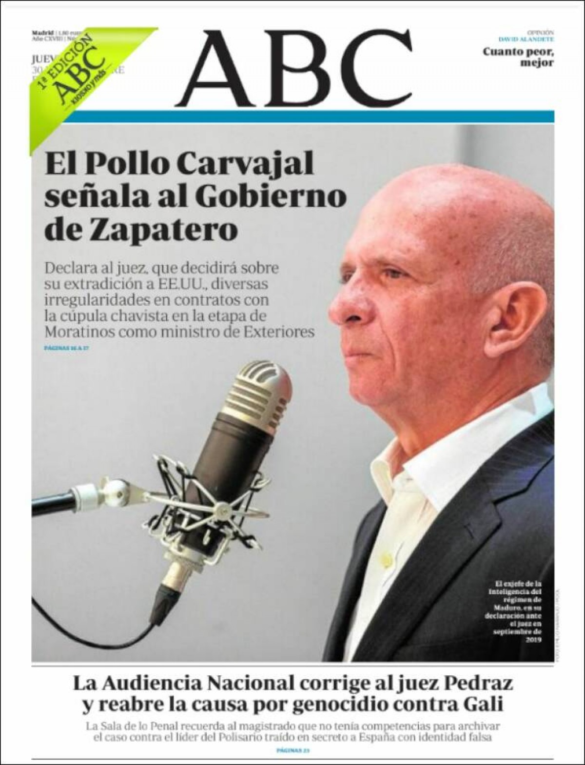 Portades | «El pecat del Papa amb la conquesta espanyola», a «La Razón»