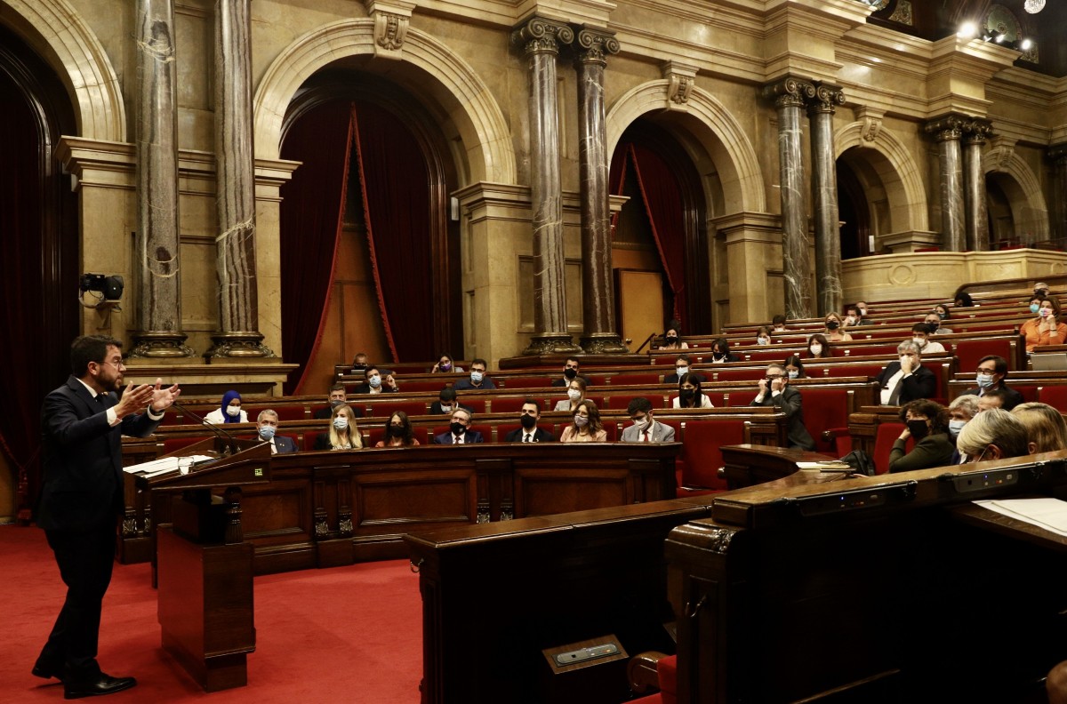 Pere Aragonès, durant el debat de política general. - Gala Espín
