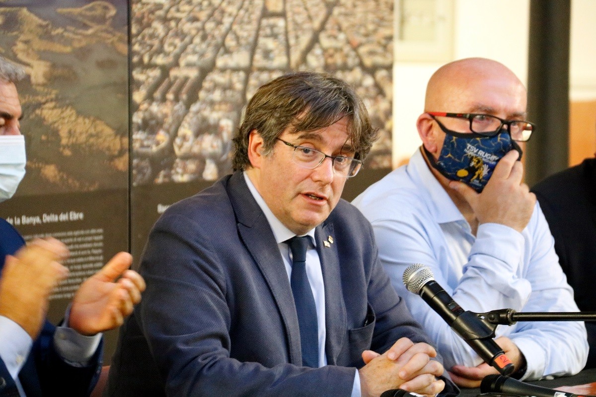 Puigdemont, durant la roda de premsa a l'Alguer - Miquel Codolar/ACN