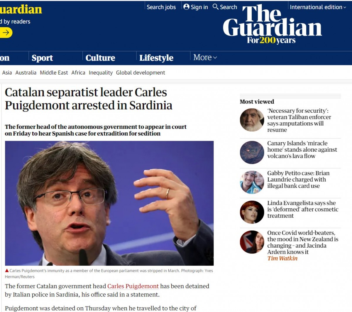 Els principals diaris europeus es fan ressò de la detenció de Puigdemont