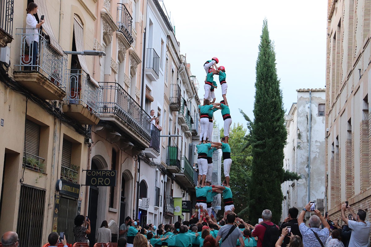 Els Castellers de Vilafranca aixequen castells de 7 després de dos anys d'aturada