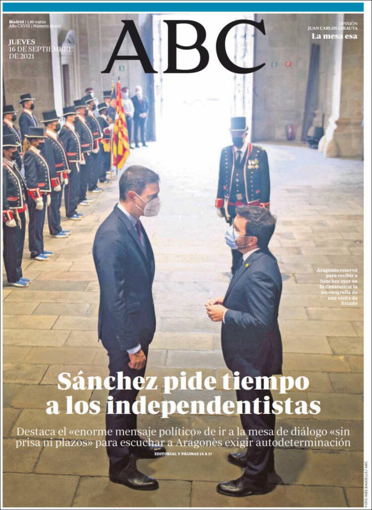 Portades | «Sánchez demana temps als independentistes», a l'«ABC»
